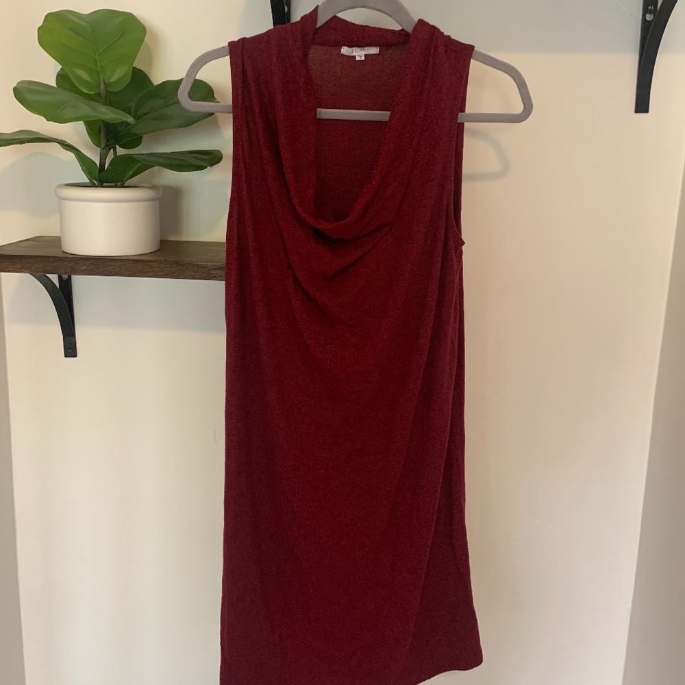 Red Sleeveless Cowl Neck Dress